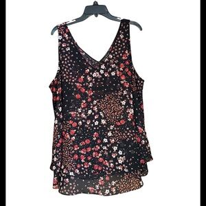 Lane Bryant Floral Sleeveless Black and Red Women's Top size 22